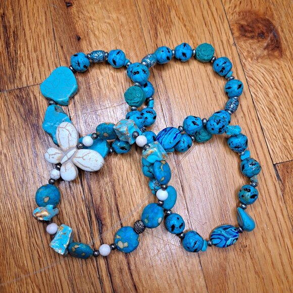 Turquoise lovers bundle 💙🦋 4 stretchy bracelets - Picture 1 of 6